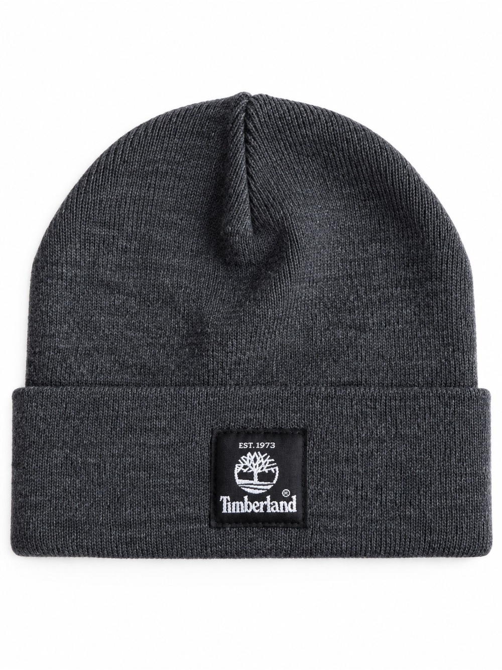 Timberland Dark Gray Ribbed Cuffed Beanie Hat One Size